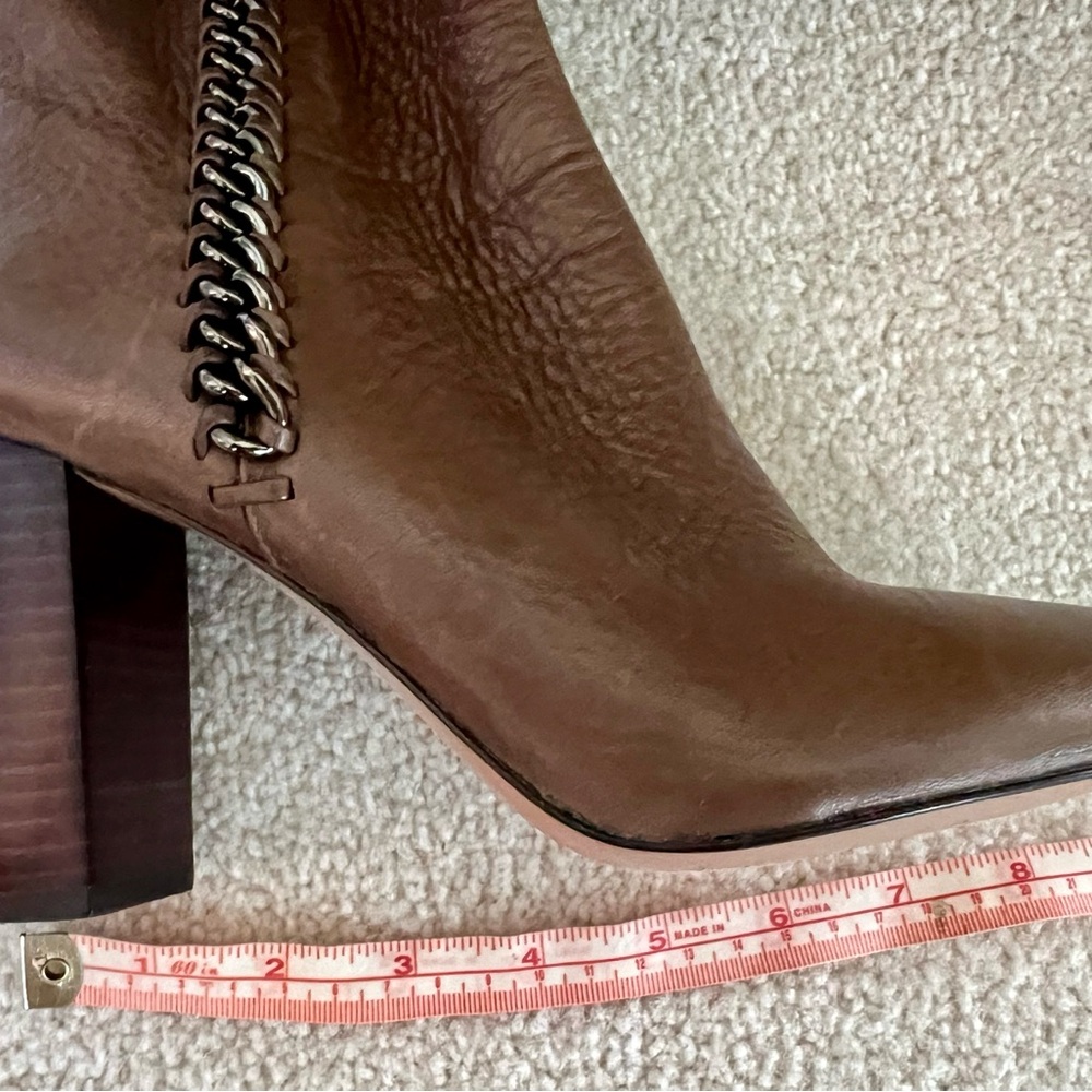 COACH Brown Mocha Leather Ankle Boots with Square Heel 7.5M - Picture 3 of 12